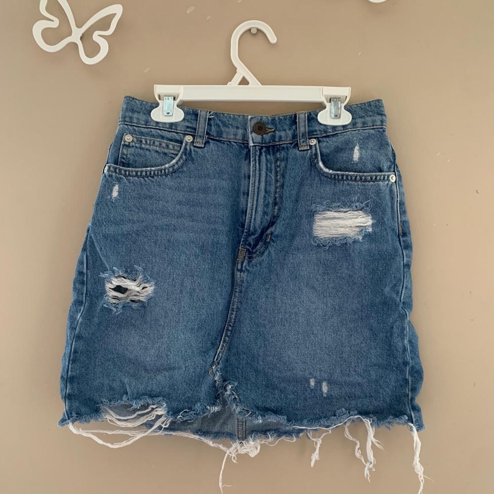 Free People Distressed Jean Skirt